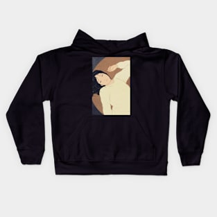 A woman with a white sweater Kids Hoodie